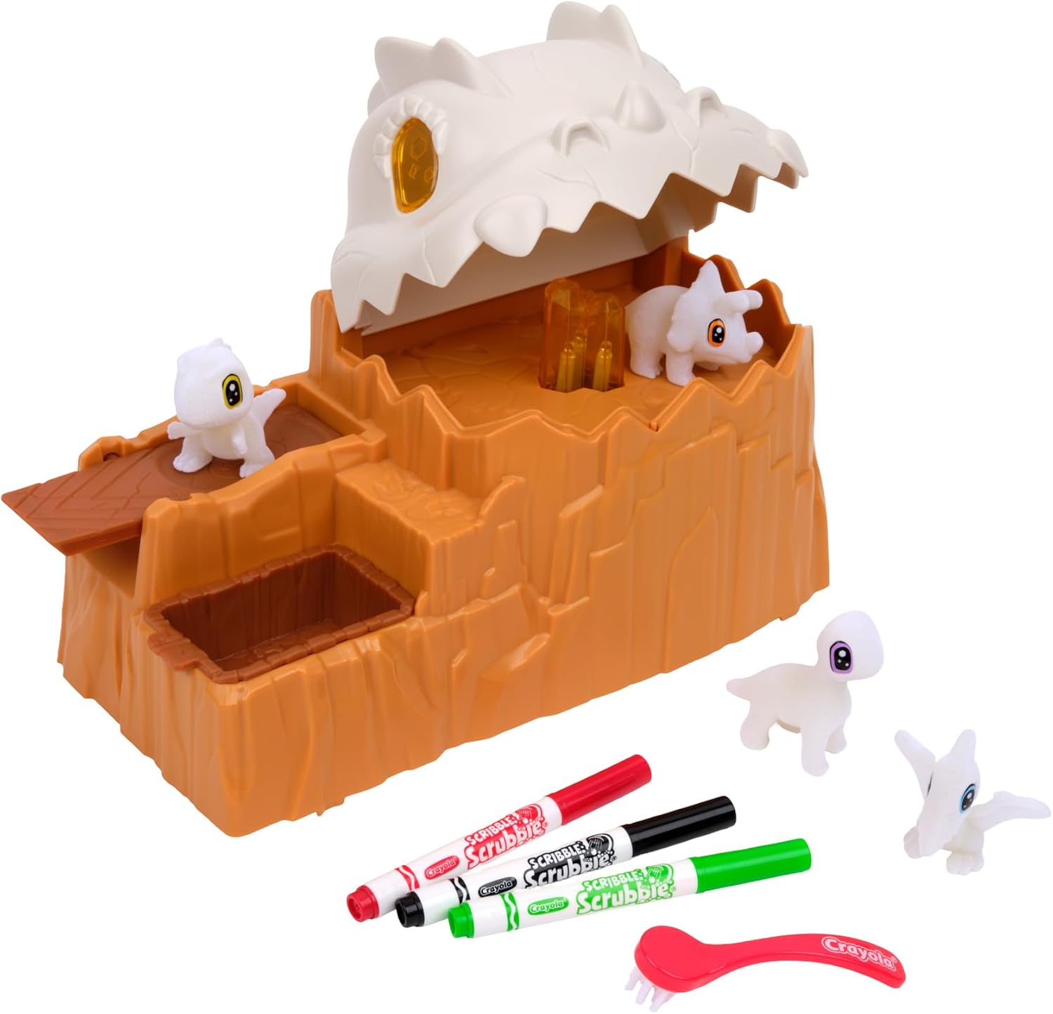 Crayola Scribble Scrubbie Glow Dino Mountain – Light-Up Cave Playset with Baby Dino Pets & Catapult (Ages 3+)