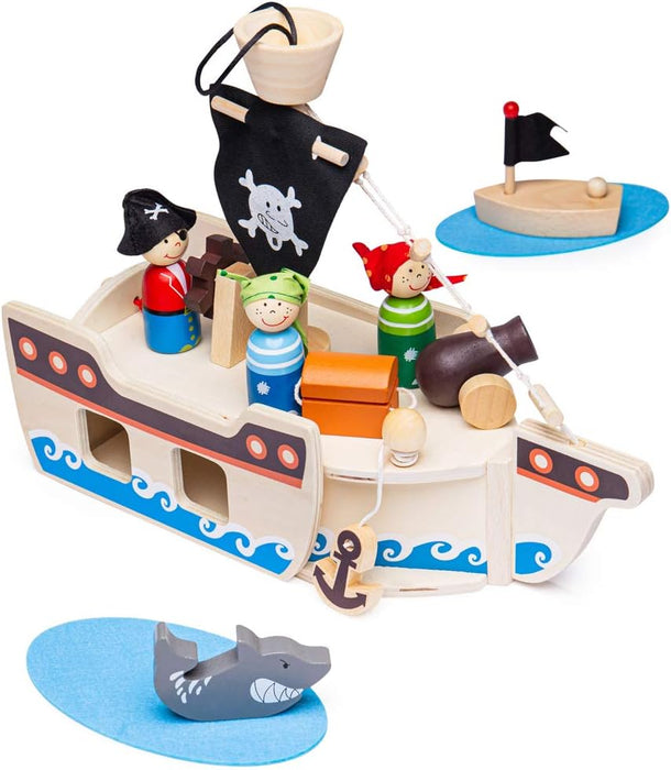 Bigjigs Mini Pirate Ship Playset