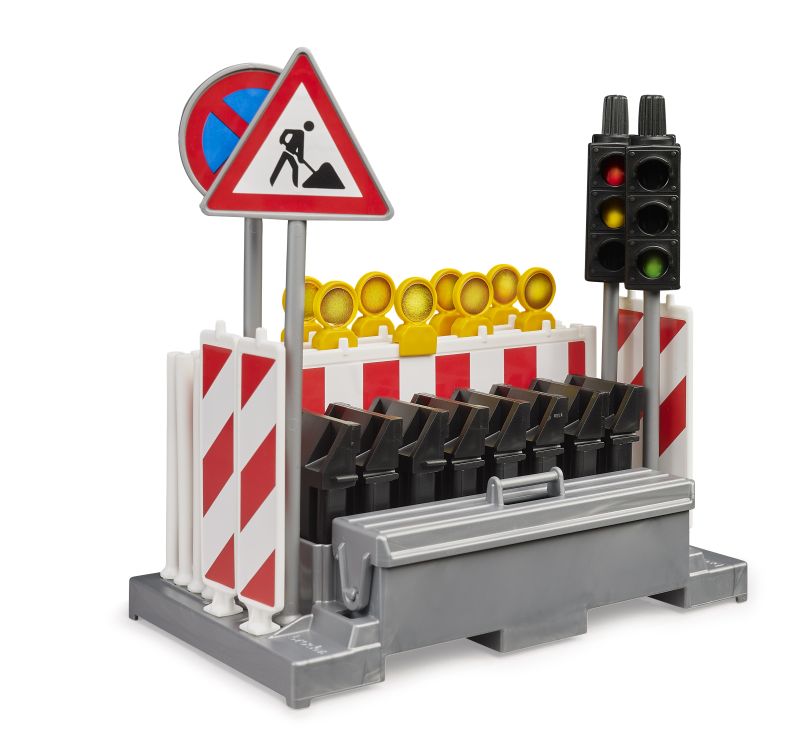 Bruder Traffic Safety Accessories Set – Traffic Lights, Warning Posts & Road Signs (Ages 4+)