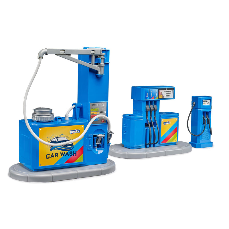 Bruder bworld Gas Station & Car Wash Playset – Service Station Accessory Set for 1:16 Vehicles (Ages 3+)