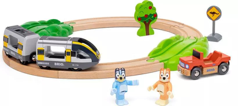 BRIO World Bluey Train Set – Wooden Railway Set with Bluey & Bingo Figures (Ages 3+)
