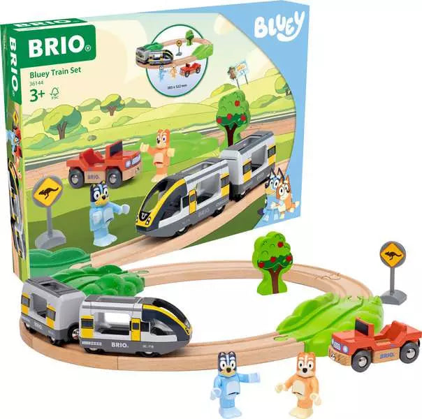 BRIO World Bluey Train Set – Wooden Railway Set with Bluey & Bingo Figures (Ages 3+)