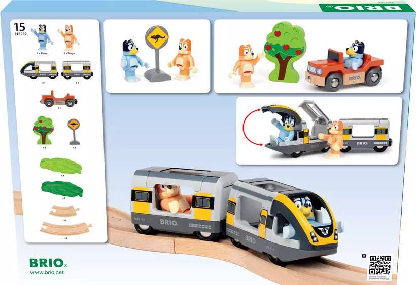 BRIO World Bluey Train Set – Wooden Railway Set with Bluey & Bingo Figures (Ages 3+)