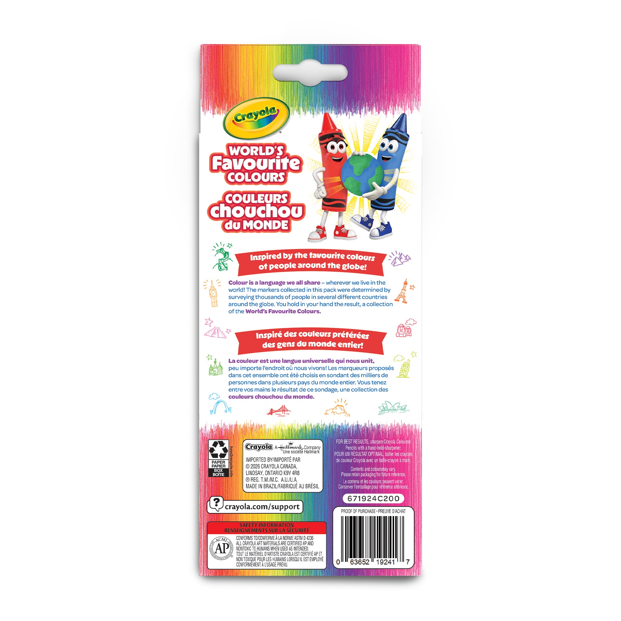 Crayola 24 Count Coloured Pencils – World's Favourite Colours Pre-Sharpened