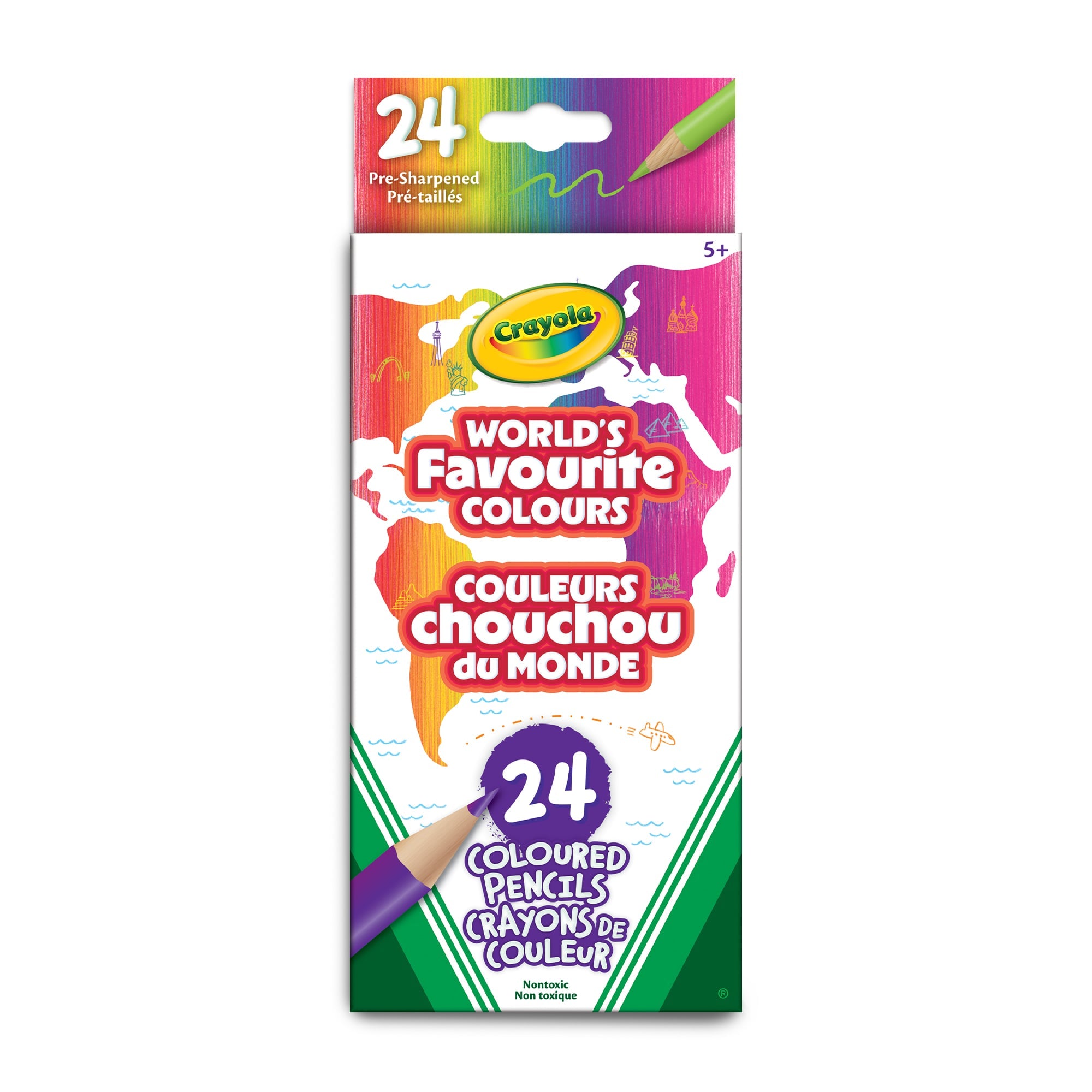 Crayola 24 Count Coloured Pencils – World's Favourite Colours Pre-Sharpened