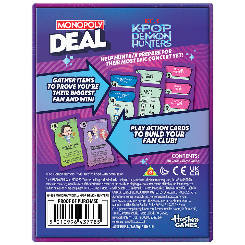 Monopoly Deal K-Pop Demon Hunters Card Game – Fast-Play Card Game for KDH Fans (Ages 8+, 2–5 Players)
