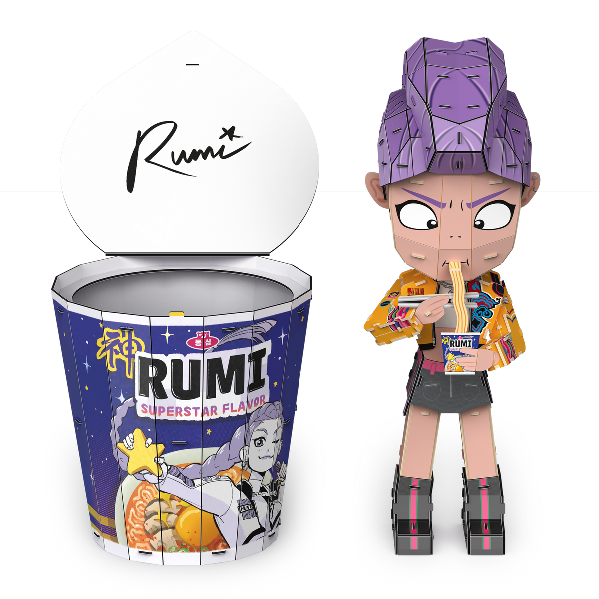 4D Build KPop Demon Hunters Rumi Ramyeon Cup – 138-Piece 3D Model Kit with Removable Chibi Rumi Figure & Signature Cup Interior (Ages 12+)