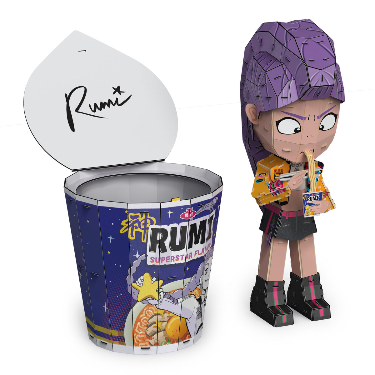 4D Build KPop Demon Hunters Rumi Ramyeon Cup – 138-Piece 3D Model Kit with Removable Chibi Rumi Figure & Signature Cup Interior (Ages 12+)