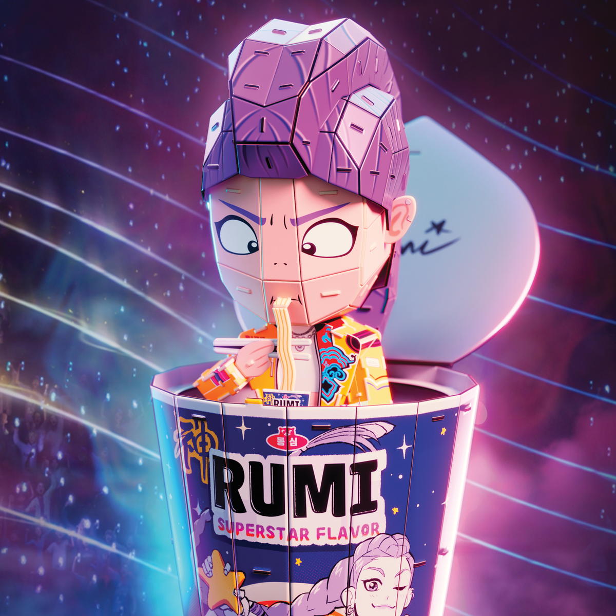 4D Build KPop Demon Hunters Rumi Ramyeon Cup – 138-Piece 3D Model Kit with Removable Chibi Rumi Figure & Signature Cup Interior (Ages 12+)
