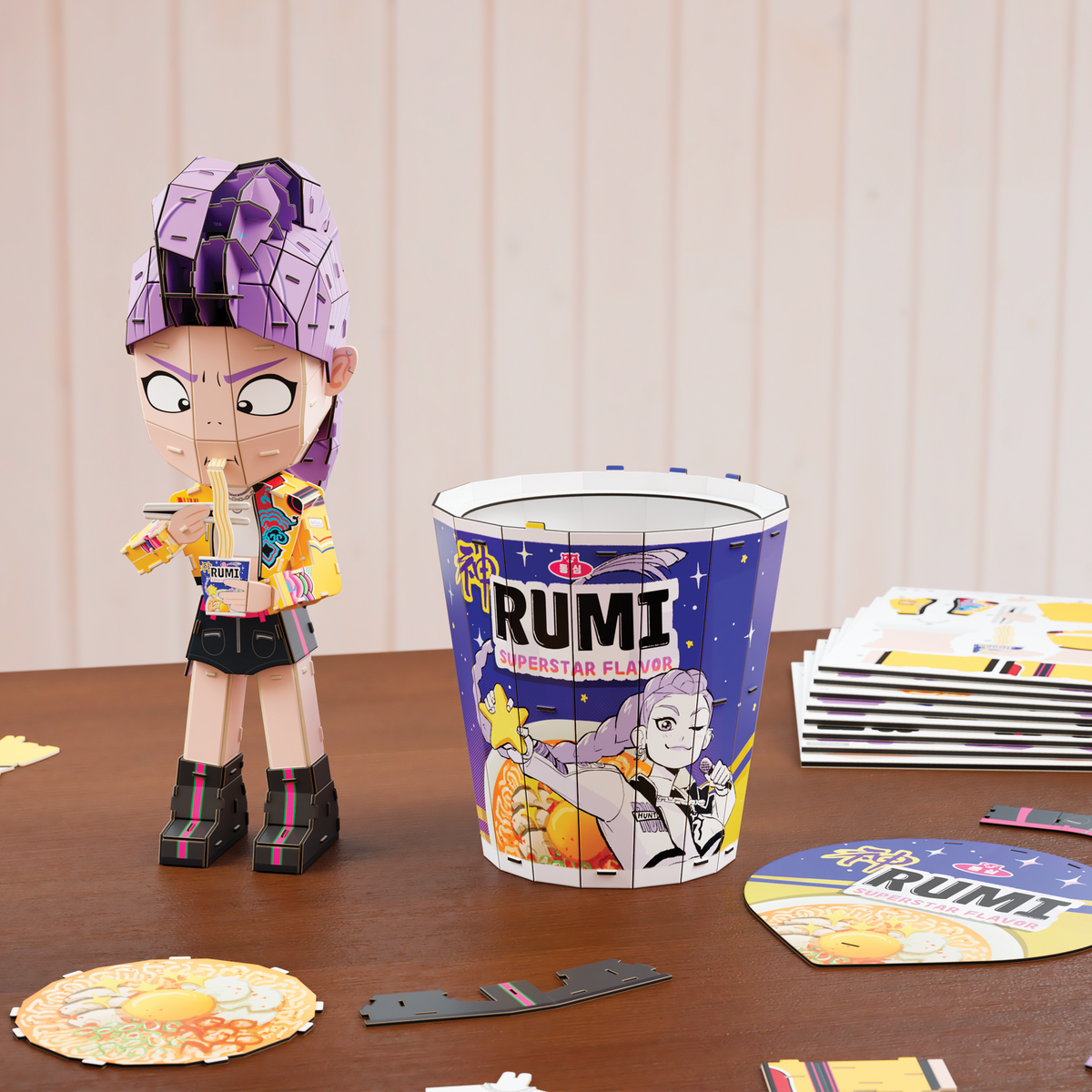 4D Build KPop Demon Hunters Rumi Ramyeon Cup – 138-Piece 3D Model Kit with Removable Chibi Rumi Figure & Signature Cup Interior (Ages 12+)