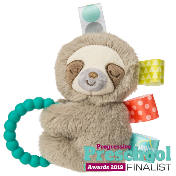 Mary Meyer Taggies Molasses Sloth Rattle 5" – Sensory Tag Rattle for Newborns