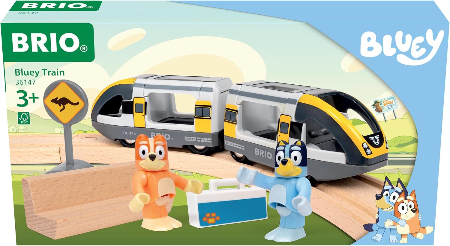 BRIO World Bluey Train Set – 7-Piece Wooden Railway Playset with Bluey & Bingo Figures, Compatible with All BRIO World (Ages 3+)