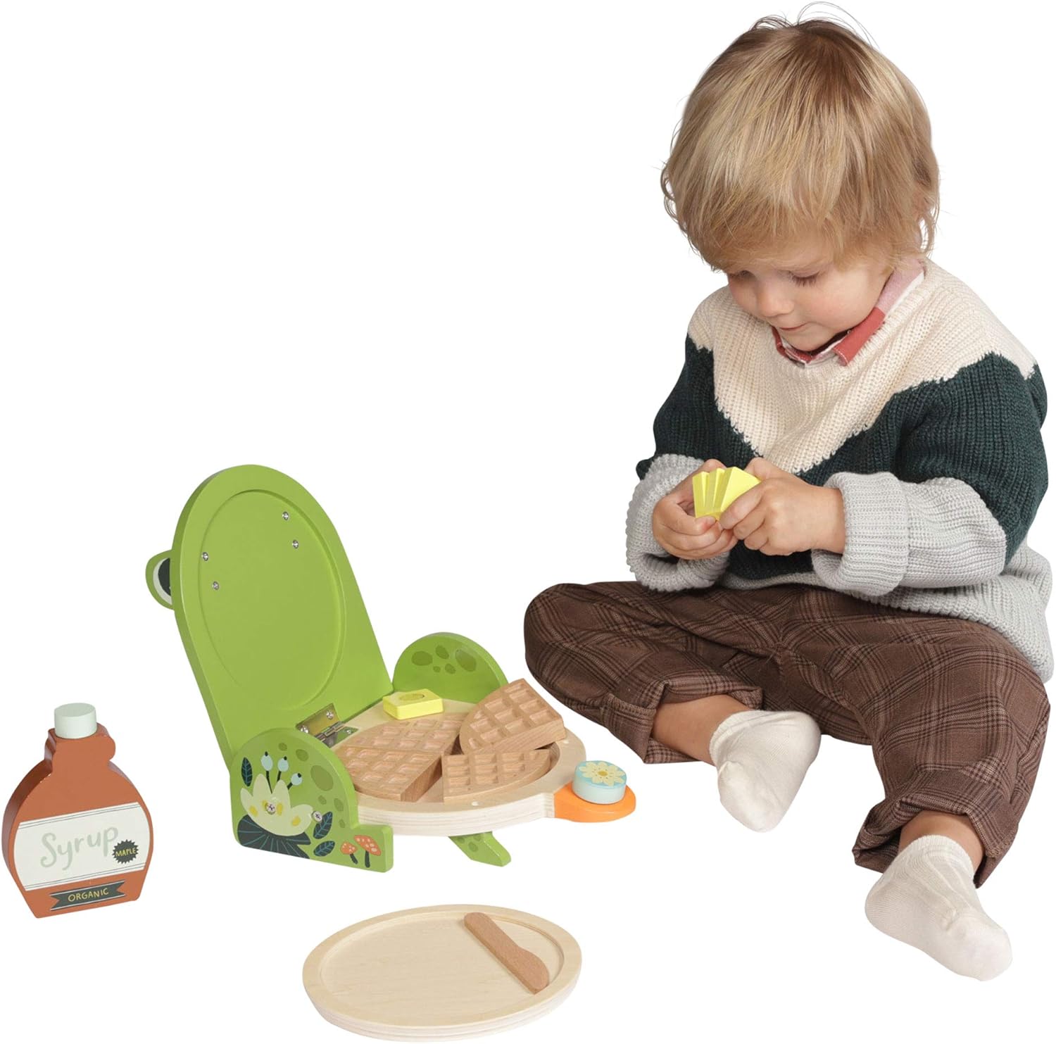 Manhattan Toys Ribbit Wood Waffle Maker Pretend Cooking Set