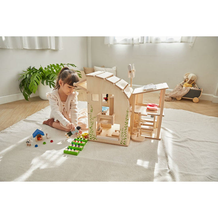 Plan Toys Green Dollhouse With Furniture