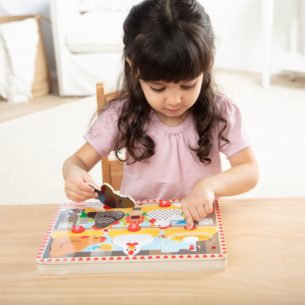 Melissa & Doug Press n Pop Chunky Puzzle – 6-Piece Sensory Shape Puzzle with Pop-and-Press Action (Ages 12m+)