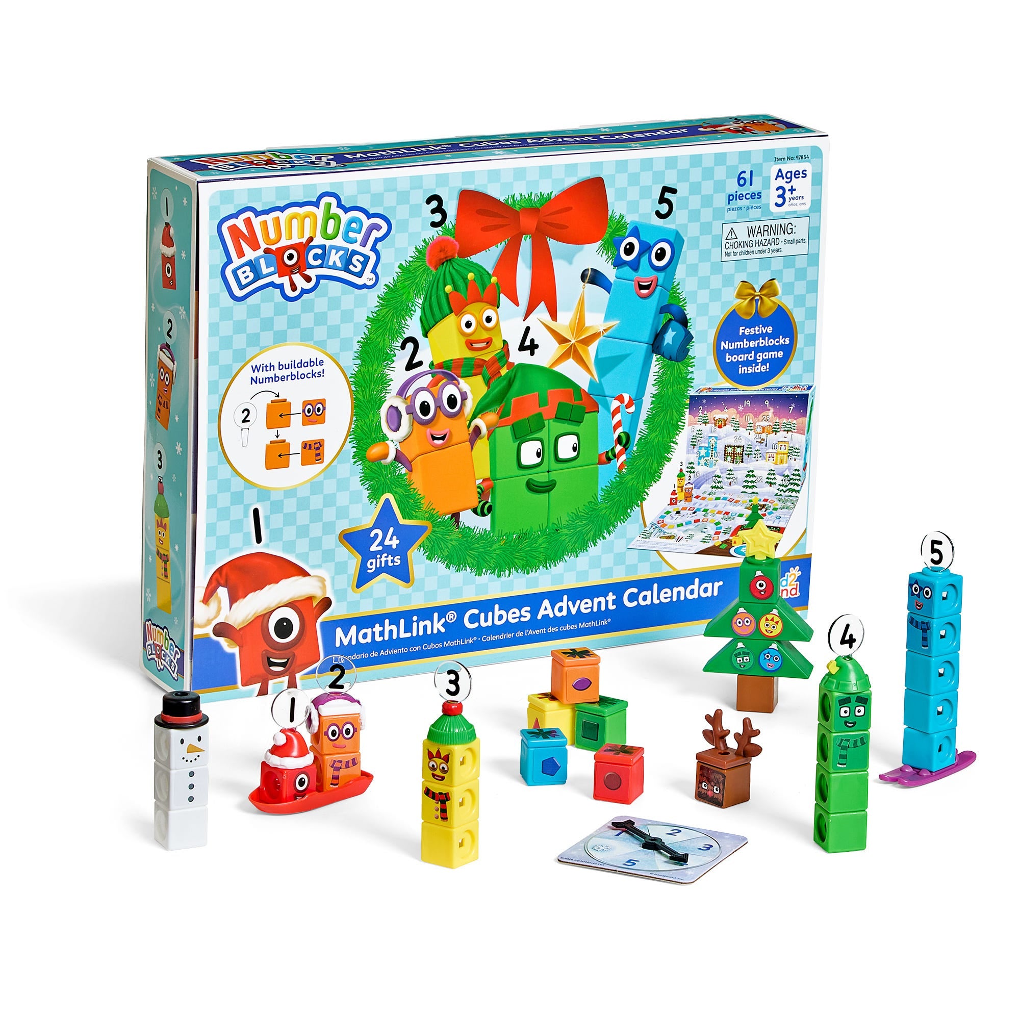 Numberblocks 2026 Advent Calendar – 24-Day Holiday Countdown with MathLink Cubes, Board Game & French Instructions (Ages 3+)