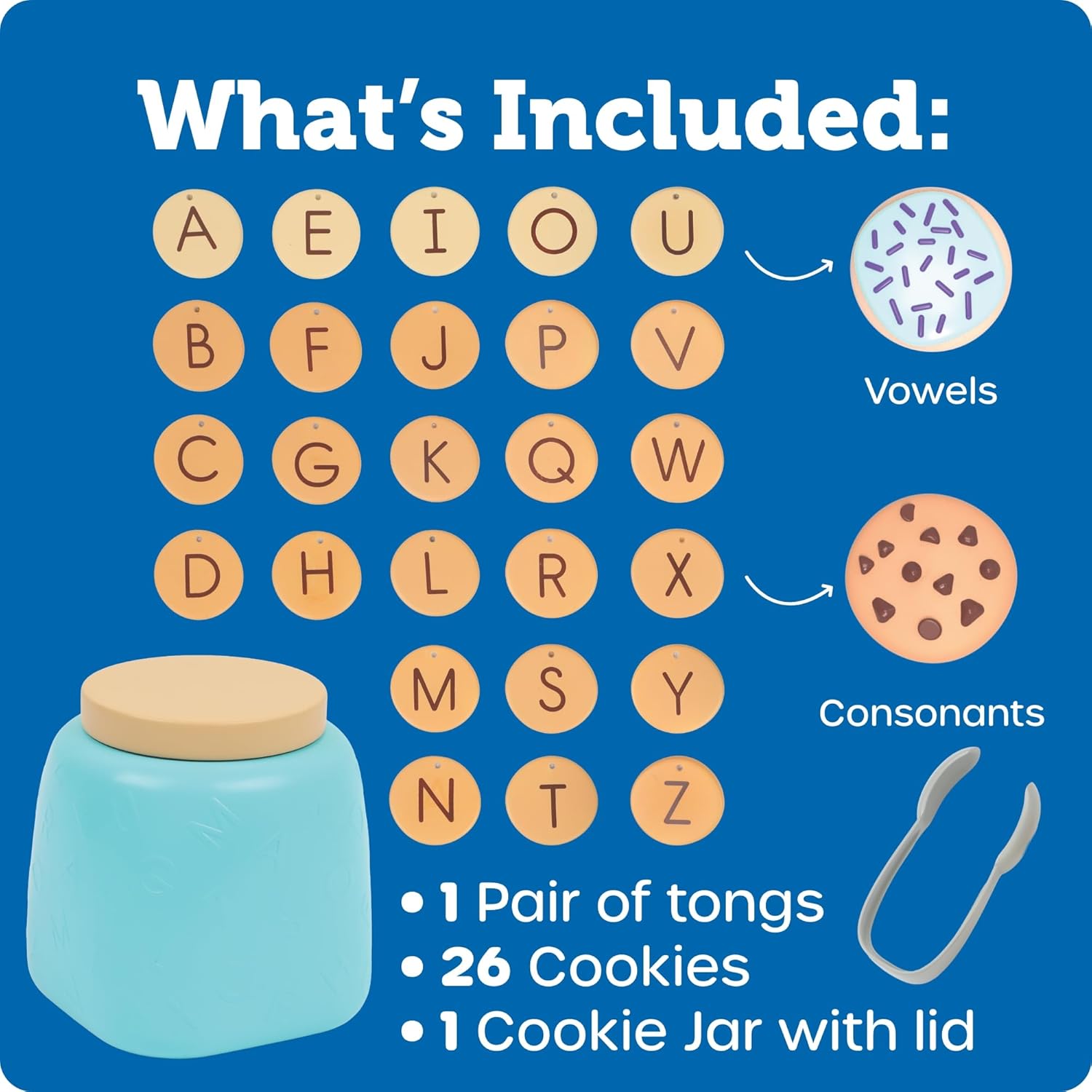 Learning Resources Alphabet Cookie Jar – Letter Recognition & Fine Motor Tongs Play Set (Ages 2+)