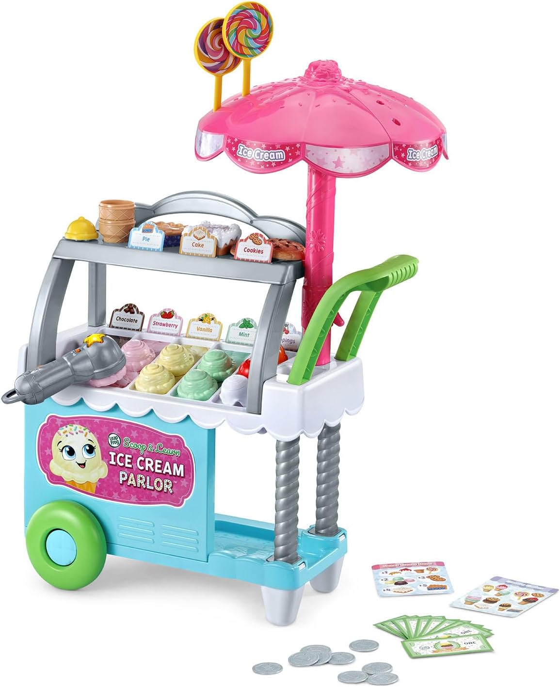 LeapFrog Scoop & Learn Ice Cream Parlor – 50+ Piece Interactive Ice Cream Cart with Magic Scooper, Play Money & Learning Games (Ages 3–6)