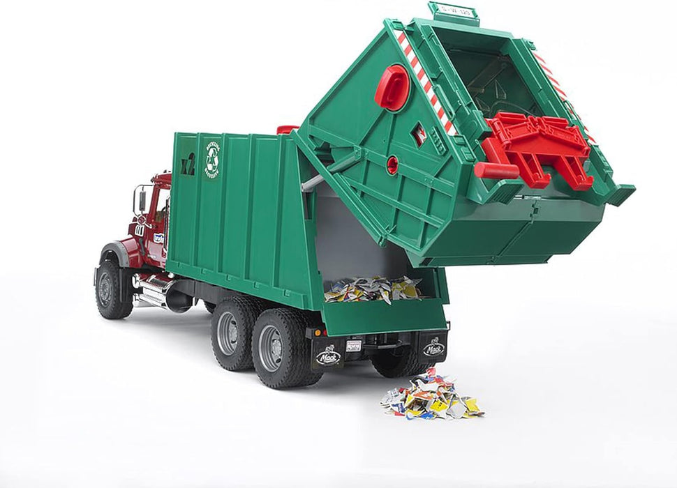 Bruder MACK Granite Garbage truck (ruby red-green) (02812)