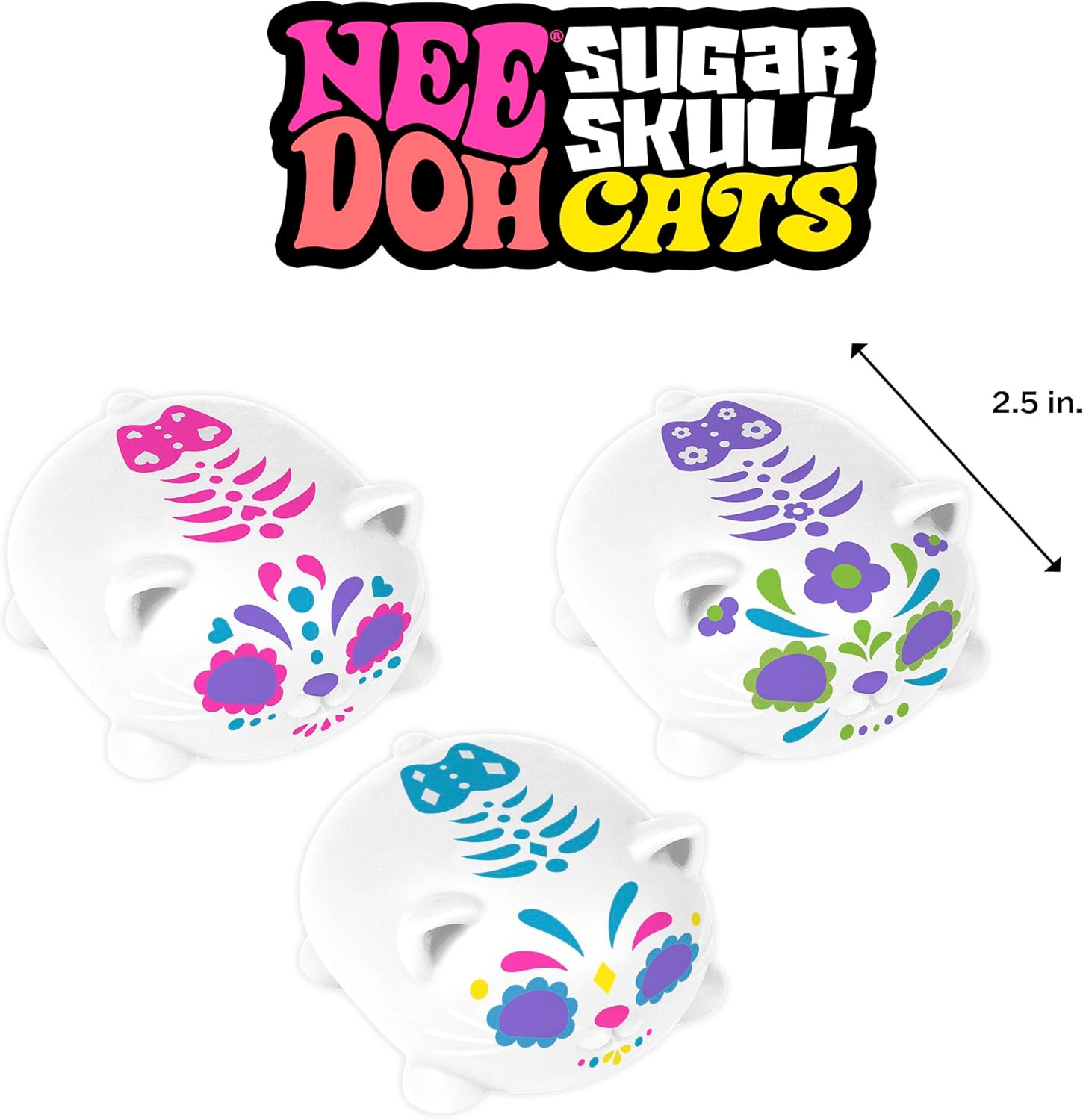 Nee-Doh Sugar Skull Cats – Squishy Sensory Stress Toy