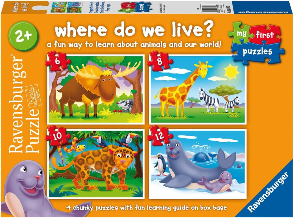Ravensburger My First Puzzles Where do We Live 6, 8, 10, 12 pc Puzzles