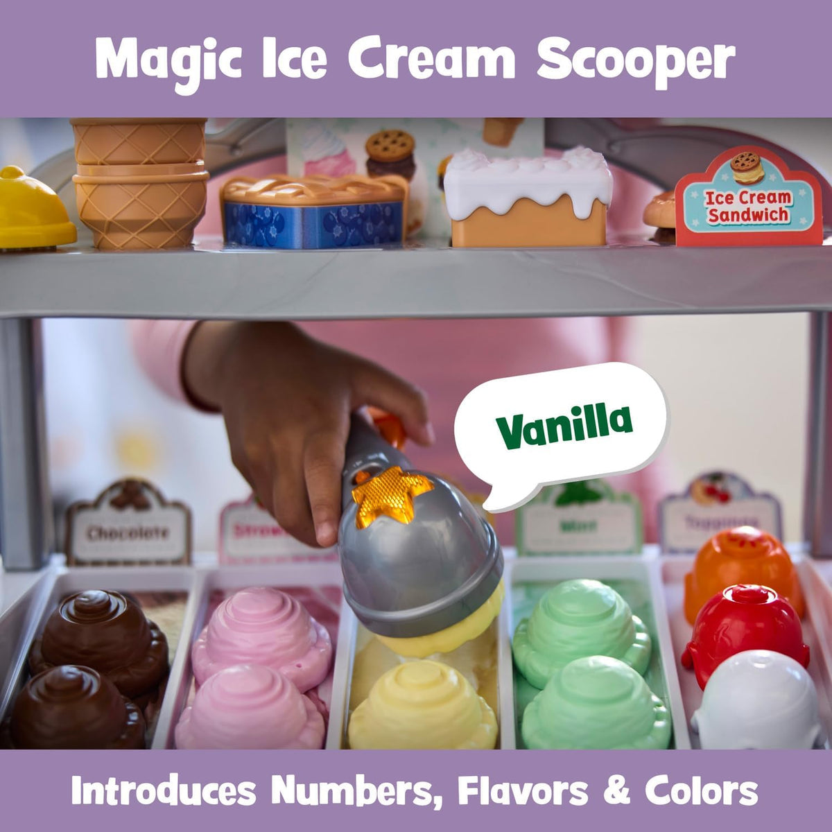 LeapFrog Scoop & Learn Ice Cream Parlor – 50+ Piece Interactive Ice Cream Cart with Magic Scooper, Play Money & Learning Games (Ages 3–6)