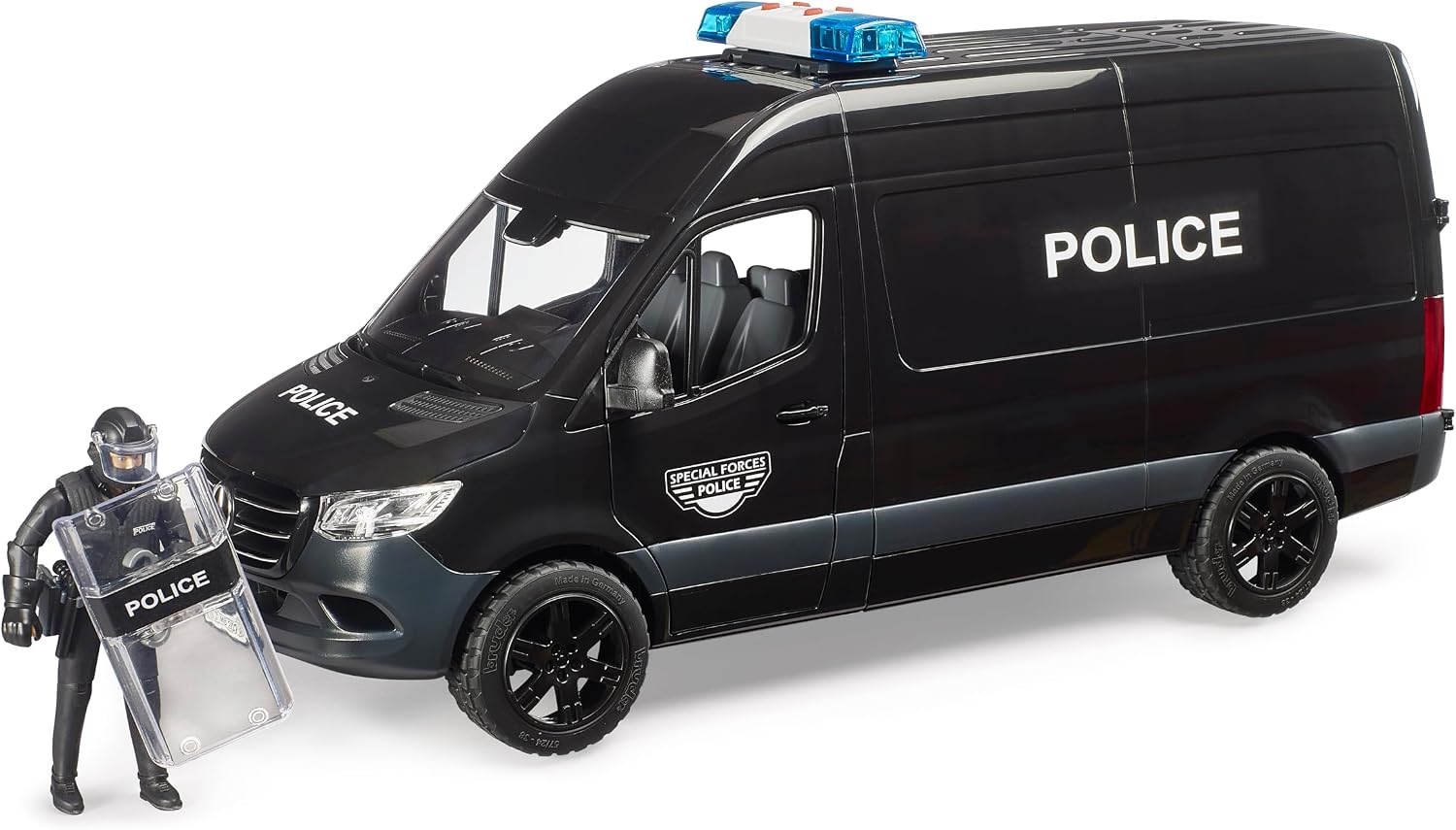 Bruder Mercedes-Benz Sprinter Police Special Forces Van – 1:16 with Figure, Detainee Cell & Equipment (Ages 4+)
