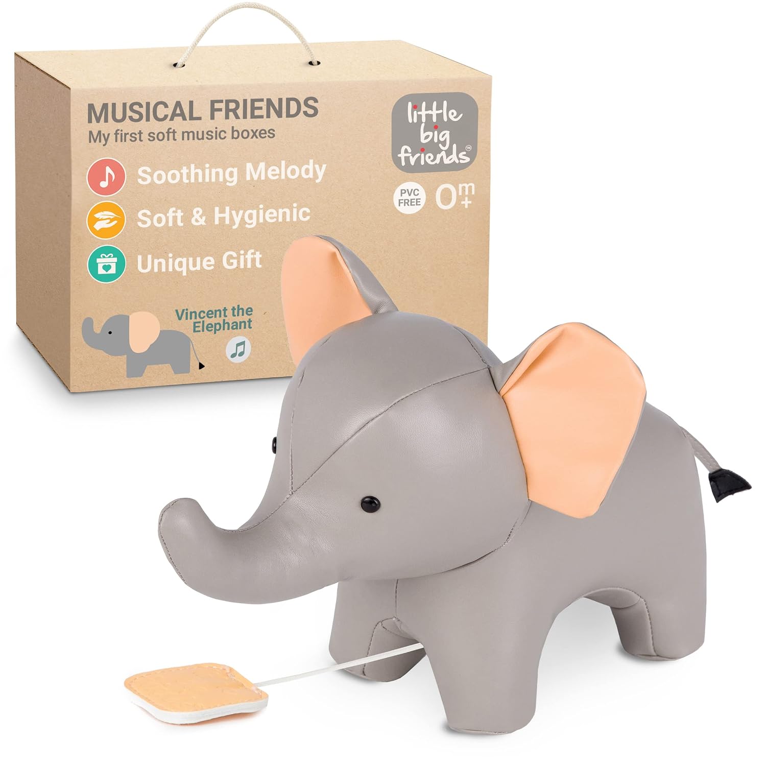 Little Big Friends Vincent the Elephant – Soft Musical Animal Toy with 3 Melodies (Ages 0+)