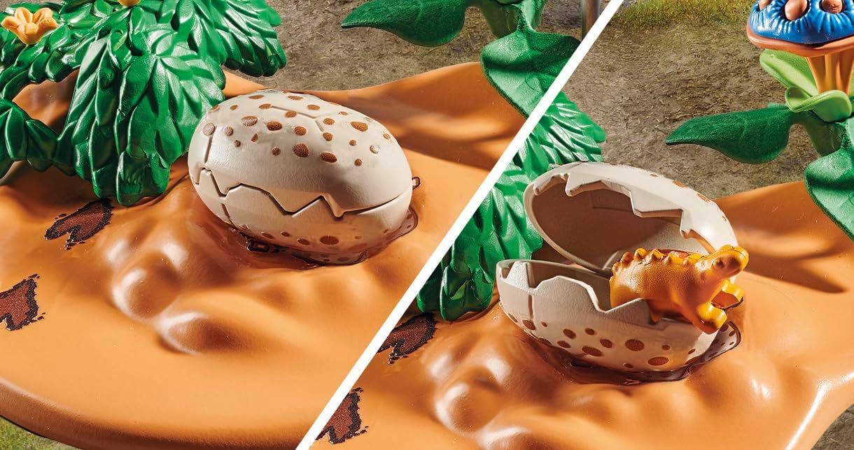 Playmobil Stegosaurus nest with egg thief