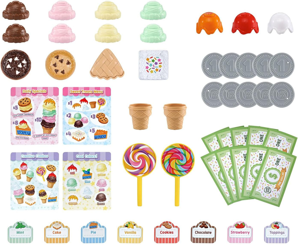LeapFrog Scoop & Learn Ice Cream Parlor – 50+ Piece Interactive Ice Cream Cart with Magic Scooper, Play Money & Learning Games (Ages 3–6)