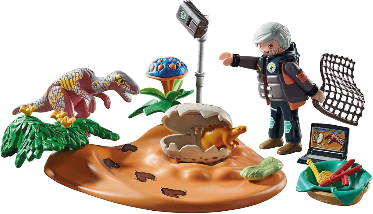 Playmobil Stegosaurus nest with egg thief