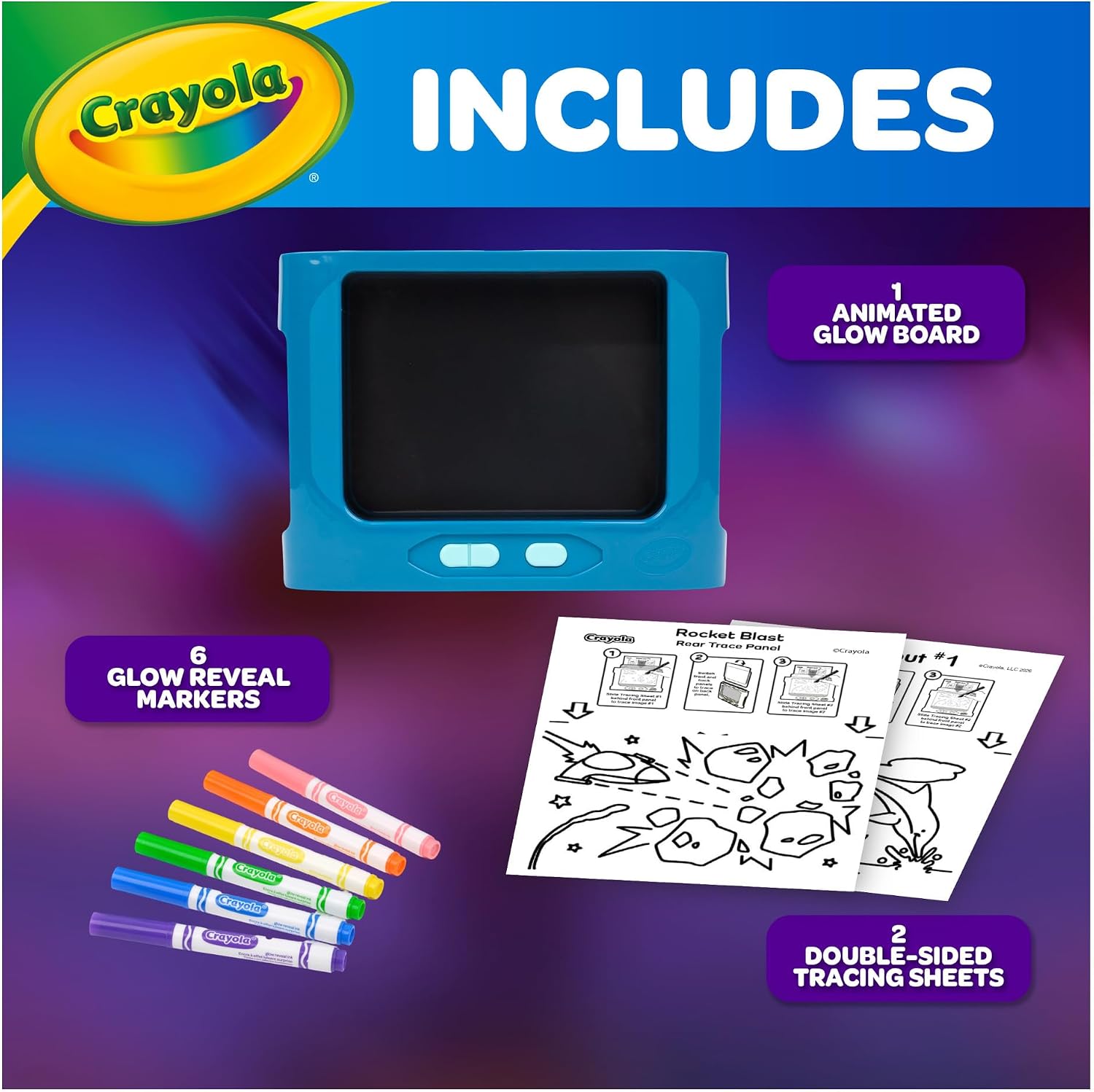 Crayola Animated Glow Board – Light-Up Drawing Tablet with Colour-Changing Art Display (Ages 6+)