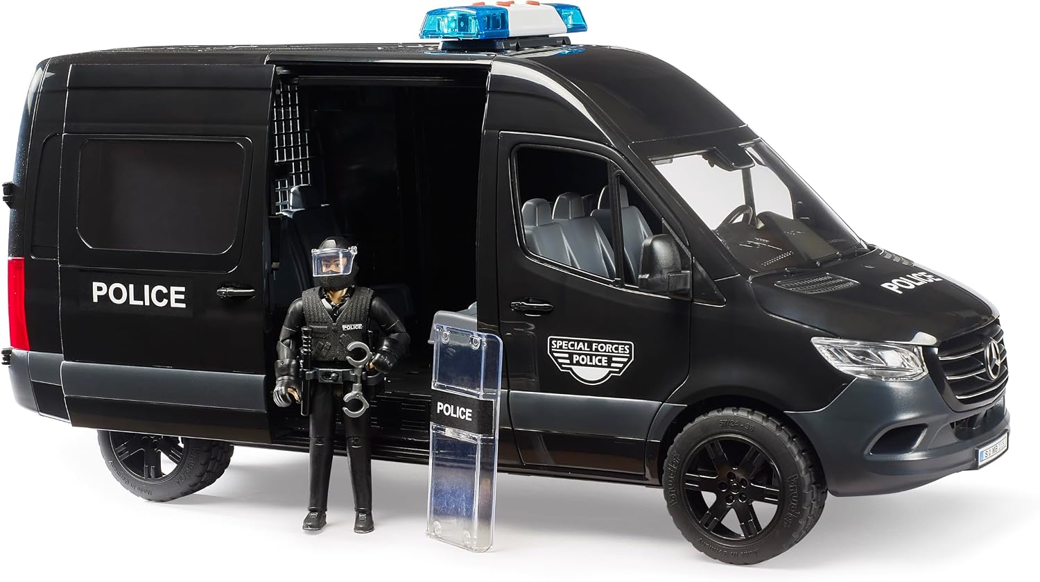 Bruder Mercedes-Benz Sprinter Police Special Forces Van – 1:16 with Figure, Detainee Cell & Equipment (Ages 4+)