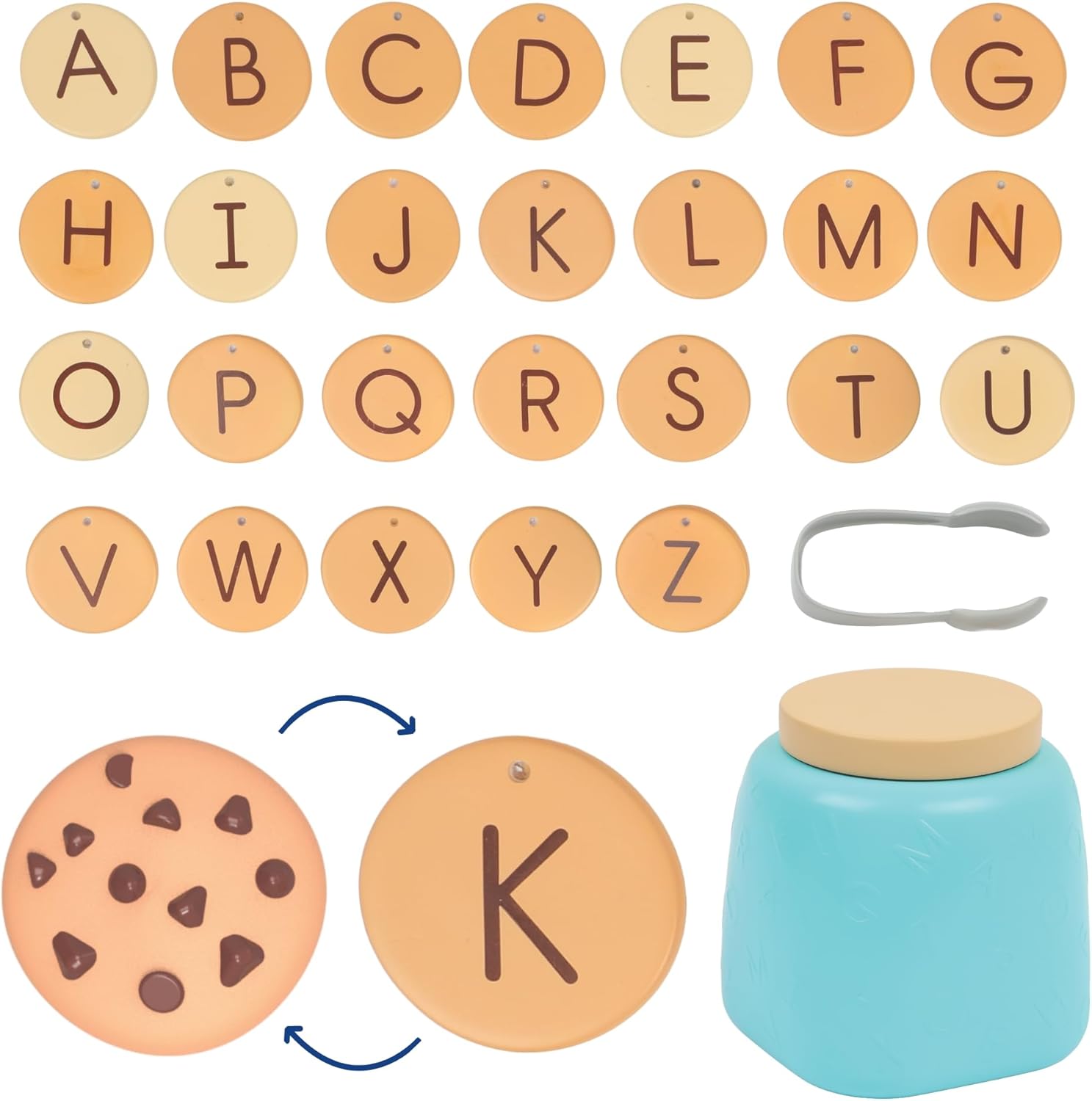Learning Resources Alphabet Cookie Jar – Letter Recognition & Fine Motor Tongs Play Set (Ages 2+)