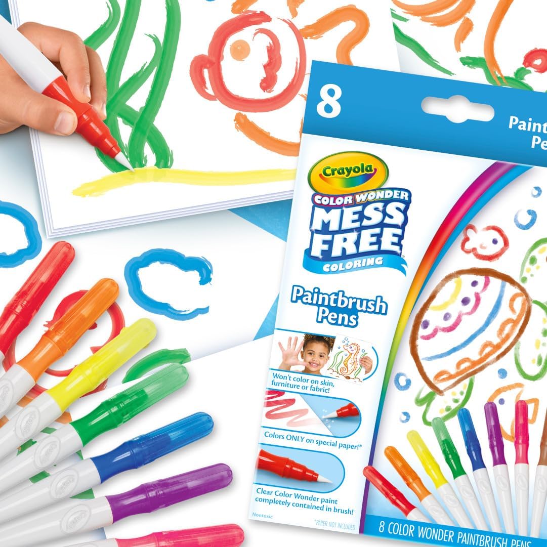 Crayola Color Wonder Paintbrush Pens – Mess-Free Watercolour Brush Markers for Kids
