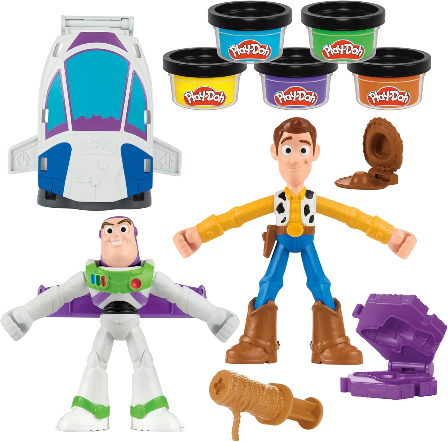 Play-Doh Toy Story Space Creations Set – Rocket Ship with Woody, Buzz & Space Moulds (Ages 3+)