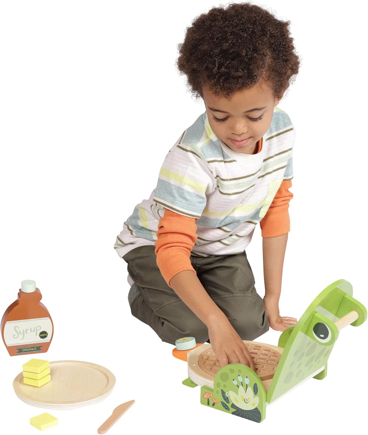 Manhattan Toys Ribbit Wood Waffle Maker Pretend Cooking Set