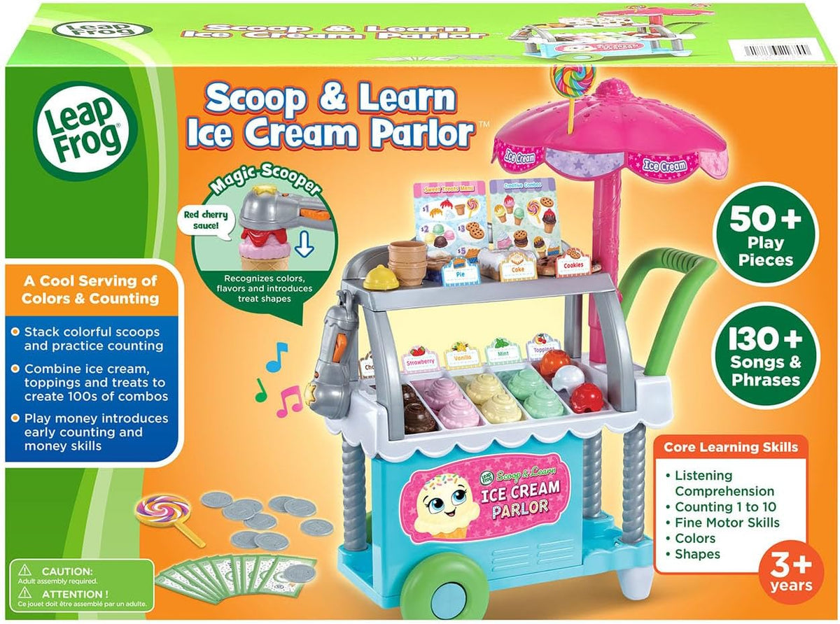 LeapFrog Scoop & Learn Ice Cream Parlor – 50+ Piece Interactive Ice Cream Cart with Magic Scooper, Play Money & Learning Games (Ages 3–6)