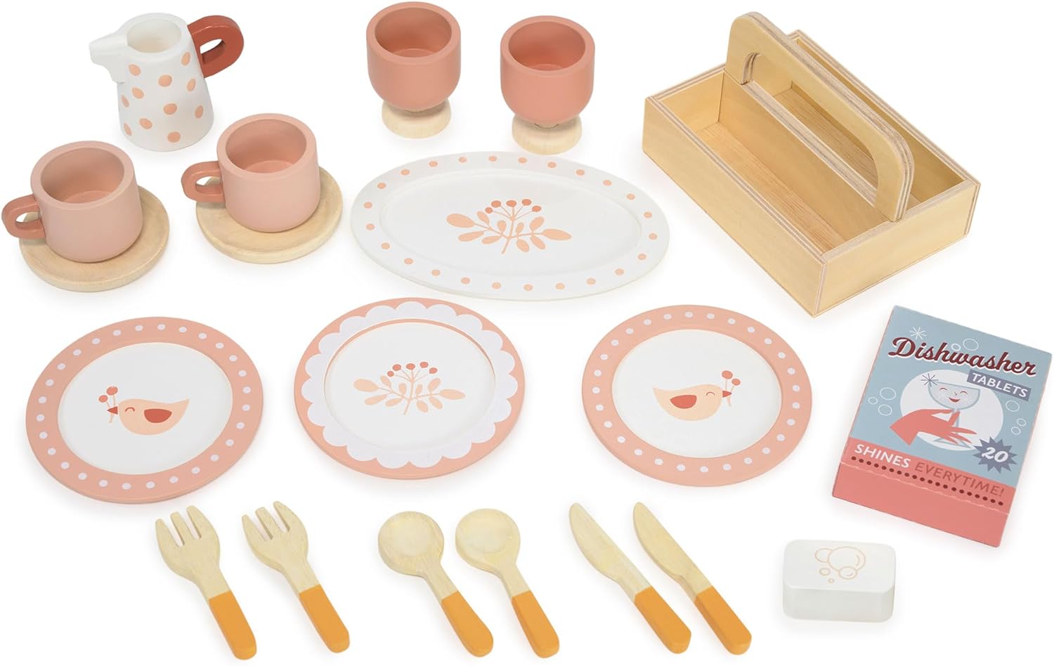 Tender Leaf Toys Kitchen Dresser & Dishwasher – Premium Wooden Play Kitchen Set