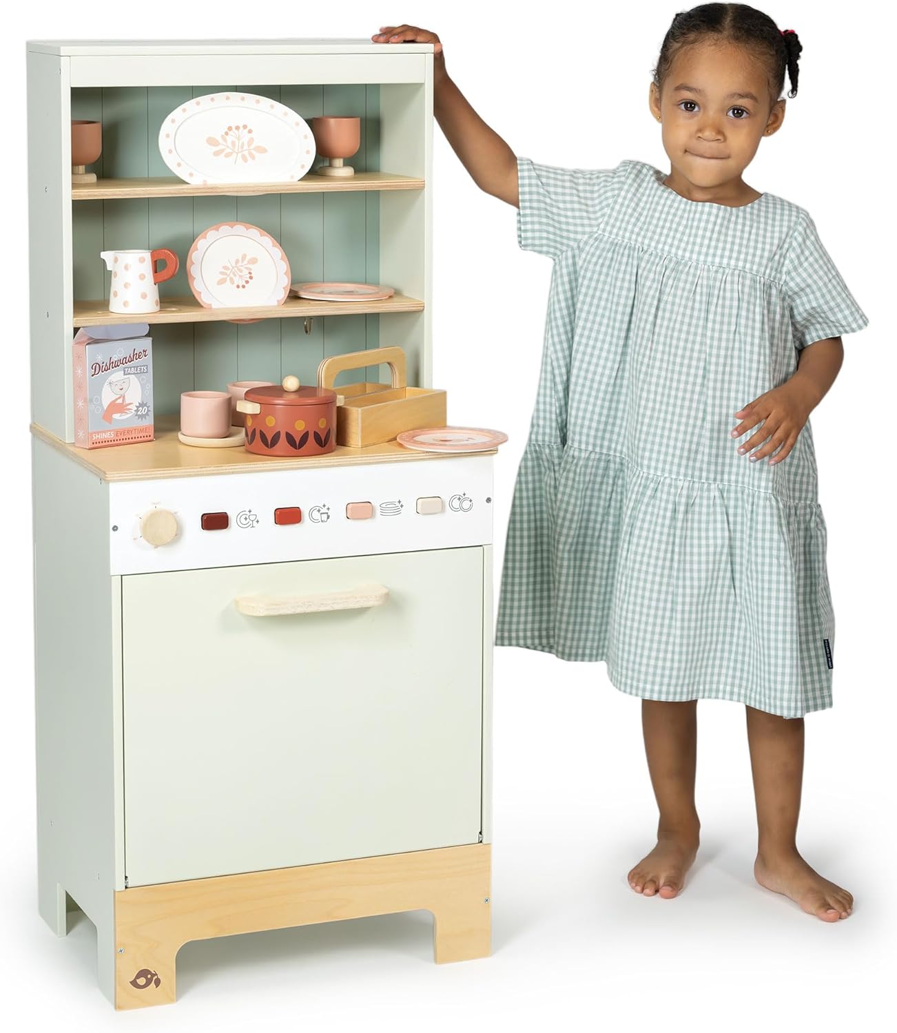 Tender Leaf Toys Kitchen Dresser & Dishwasher – Premium Wooden Play Kitchen Set