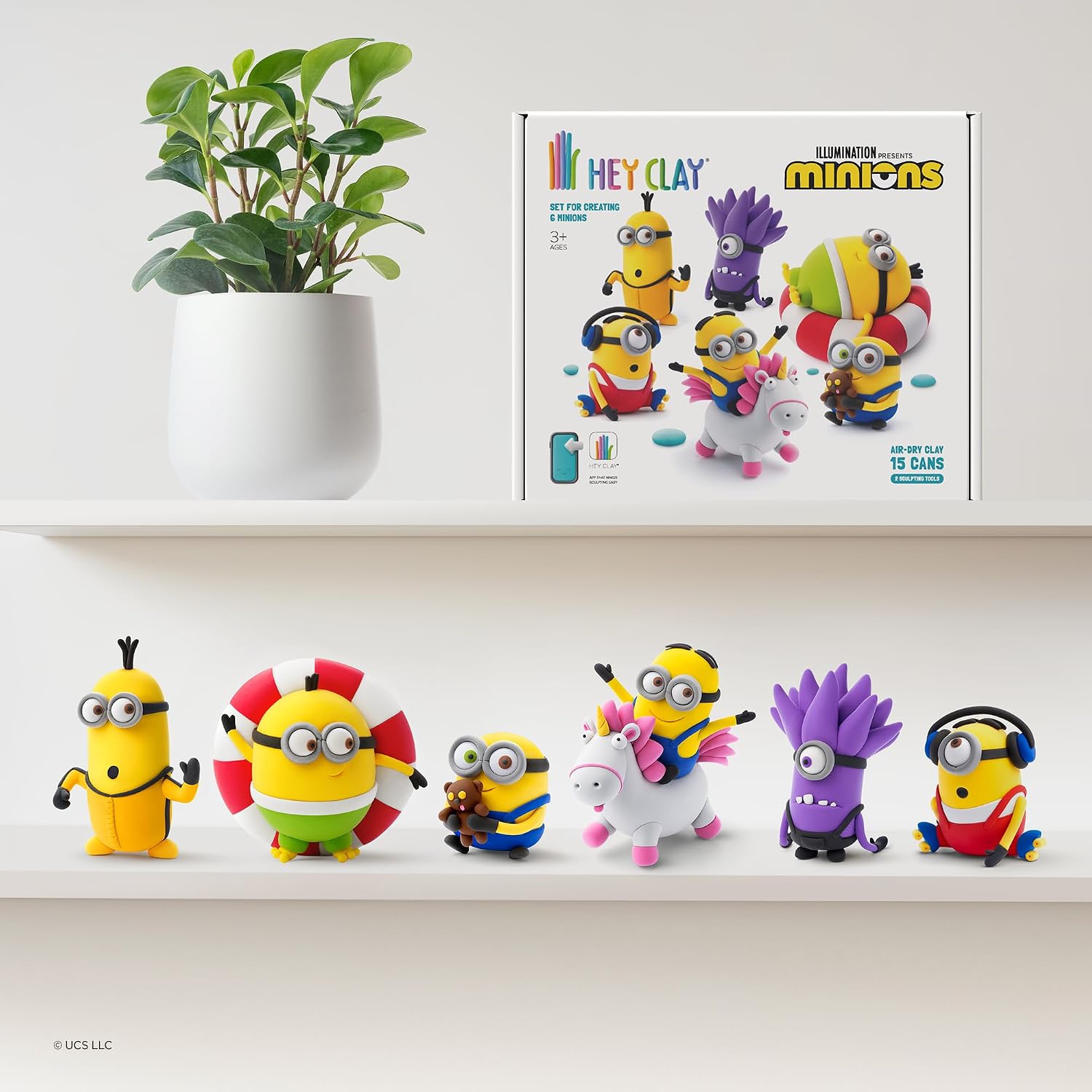 Hey Clay Minions 15-Can Air-Dry Clay Kit – Sculpt Bob, Kevin, Stuart, Dave, Otto & Evil Minion (Ages 3+)