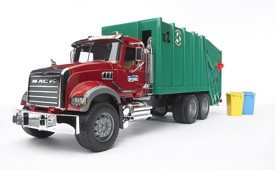 Bruder MACK Granite Garbage truck (ruby red-green) (02812)