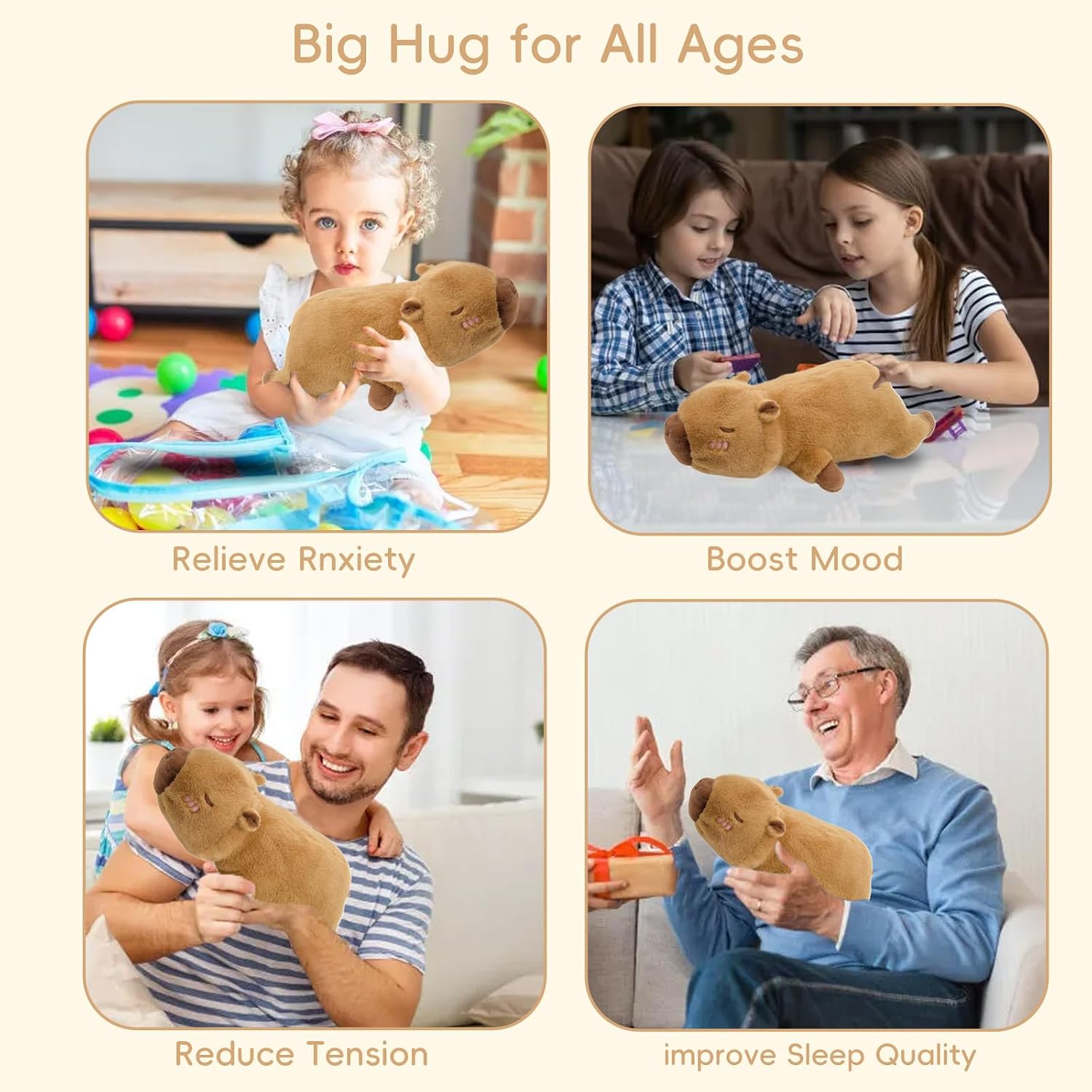Hugimals Cam the Capybara – 4.5 lb Weighted Stuffed Animal (Ages 2+)