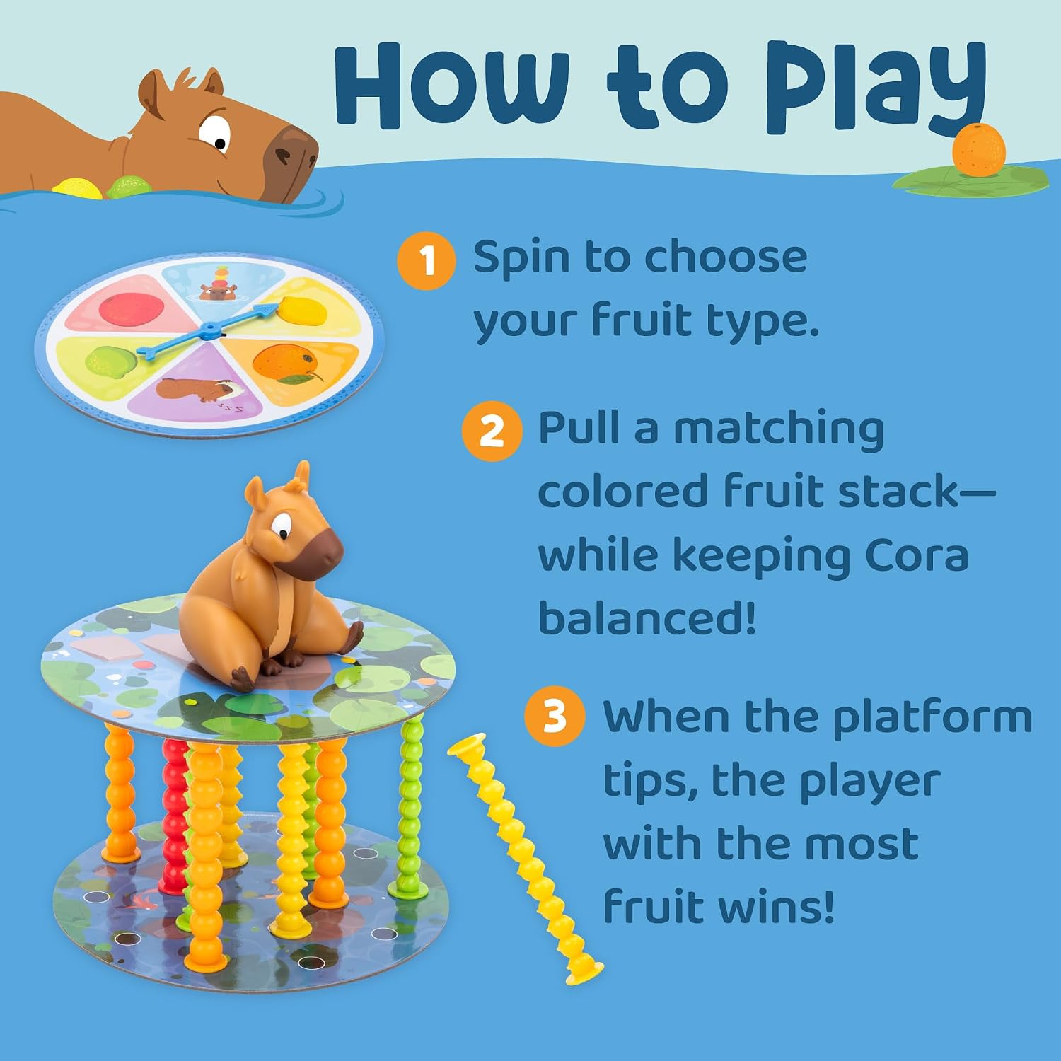 Educational Insights Snack or Splash Game – Capybara Balancing Family Game (Ages 4+, 2–4 Players)