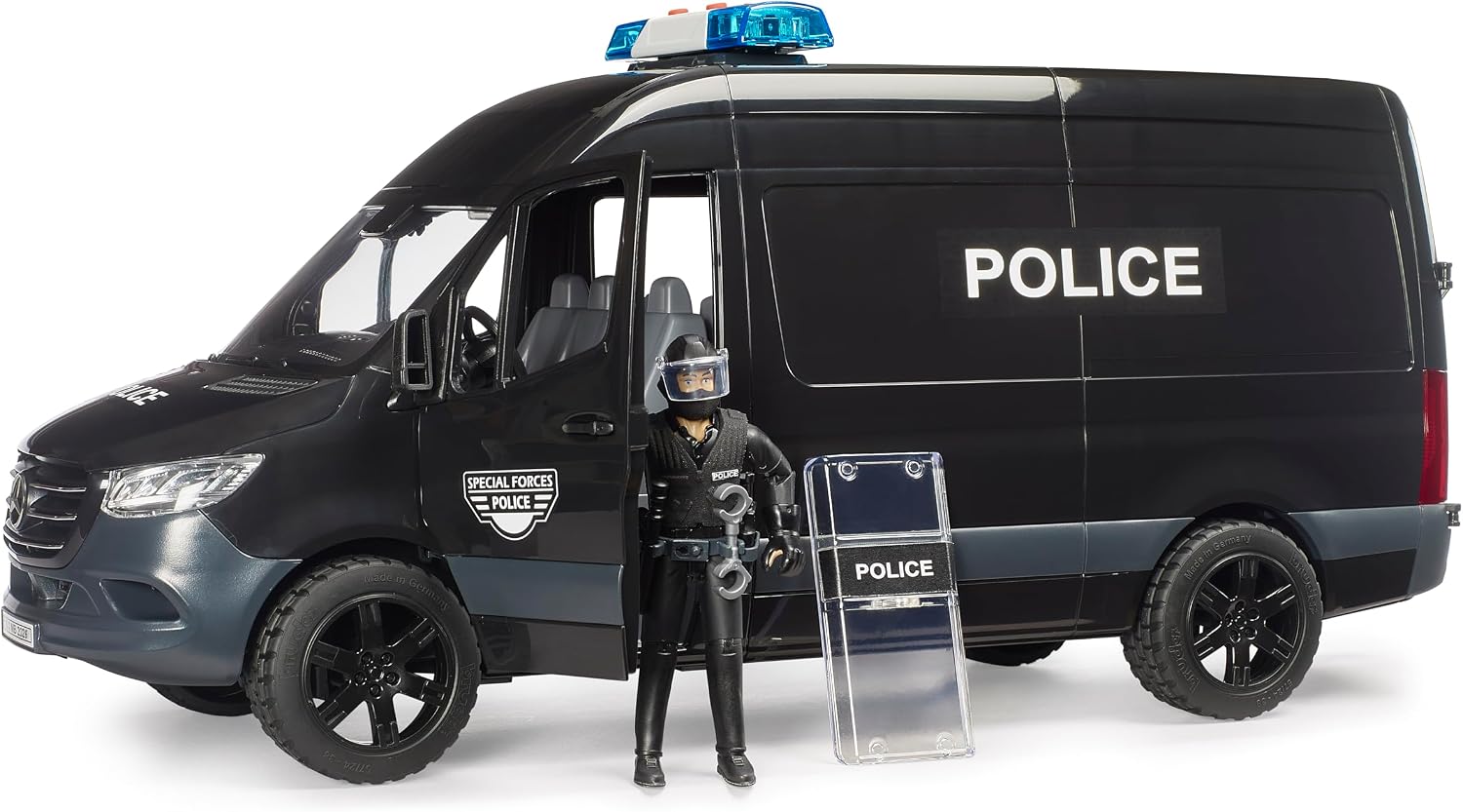 Bruder Mercedes-Benz Sprinter Police Special Forces Van – 1:16 with Figure, Detainee Cell & Equipment (Ages 4+)