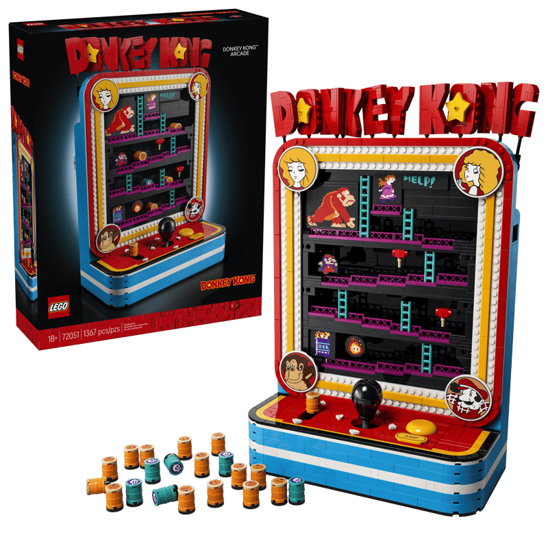 LEGO Super Mario Donkey Kong™ Arcade – 1,367-Piece Interactive Retro Arcade Cabinet with Barrel Mechanism (Ages 18+) [72051]