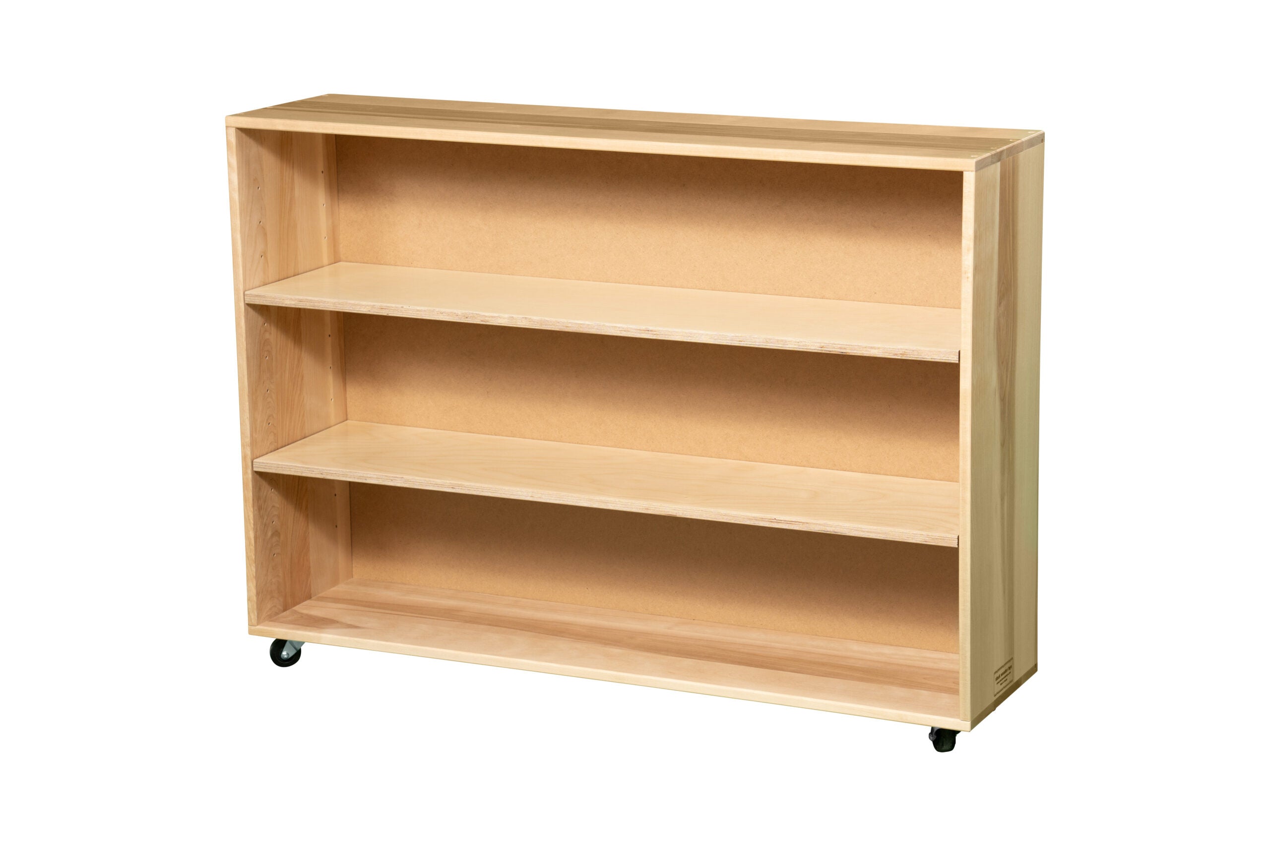 Stock Wooden Toys 36" Adjustable Storage Shelf – 2 Adjustable Shelves, Pegboard Back & Locking Casters (48"Wx12"D)