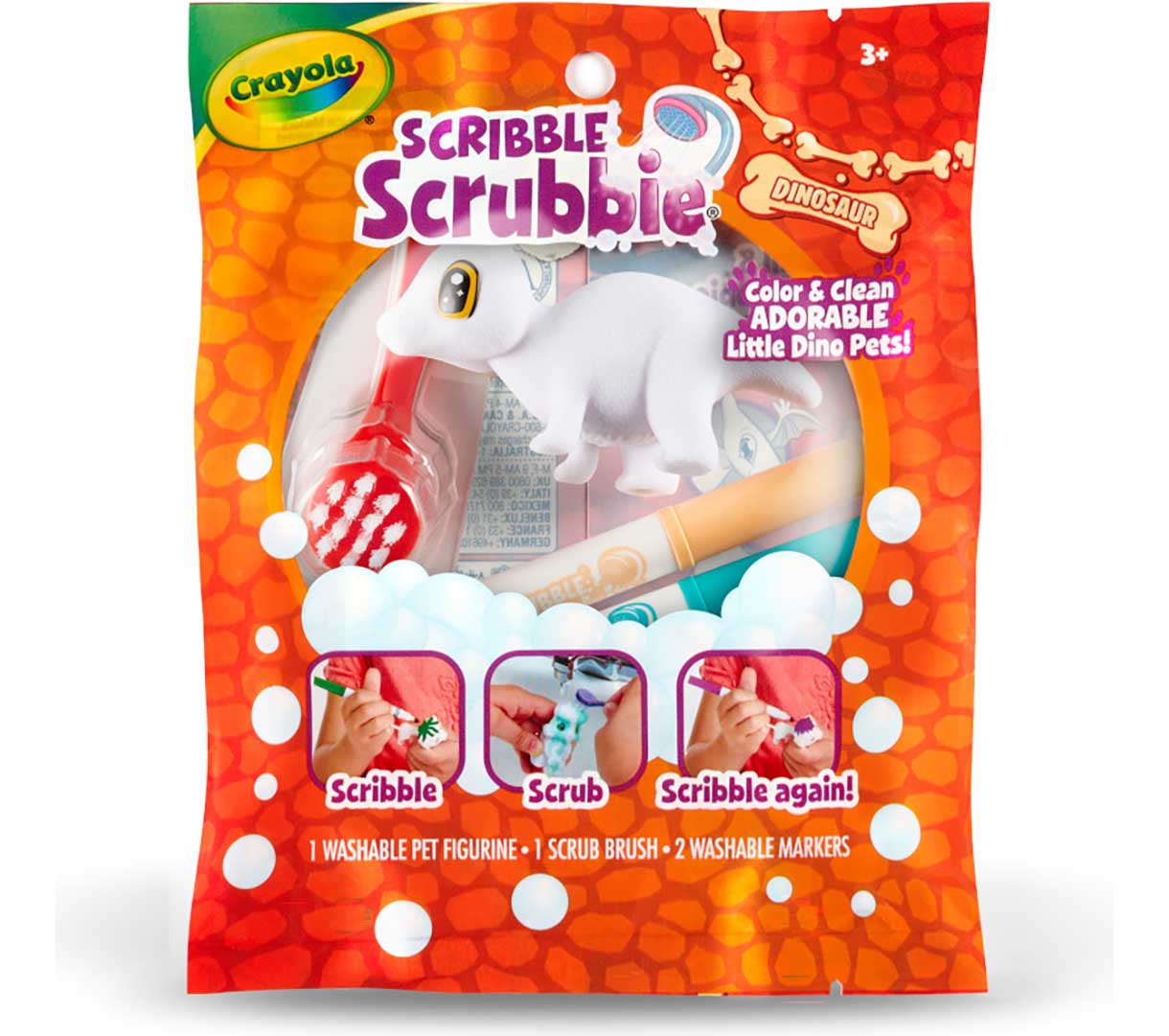 Crayola Scribble Scrubbie Dinosaur – Single Colour & Wash Reusable Toy (Assorted)