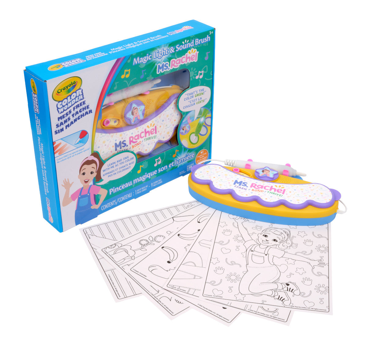 Crayola Color Wonder Magic Light Brush with Sound – Ms. Rachel Audio Storytelling Mess-Free Art Set (Ages 1+)
