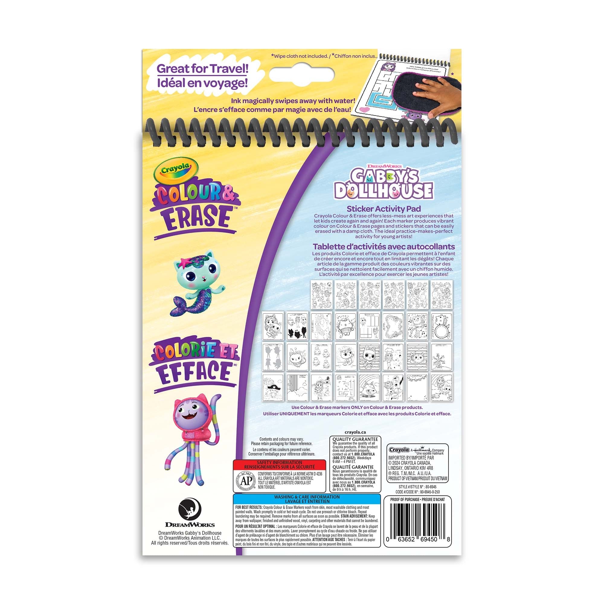 Crayola Colour & EraseTM Reusable Sticker Activity Pad – Gabby’s Dollhouse
